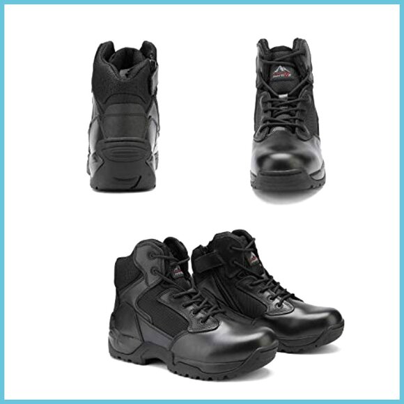 Leather Military Tactical Work Boots Side Zip Steel Toe Outdoor Hiking main image 6